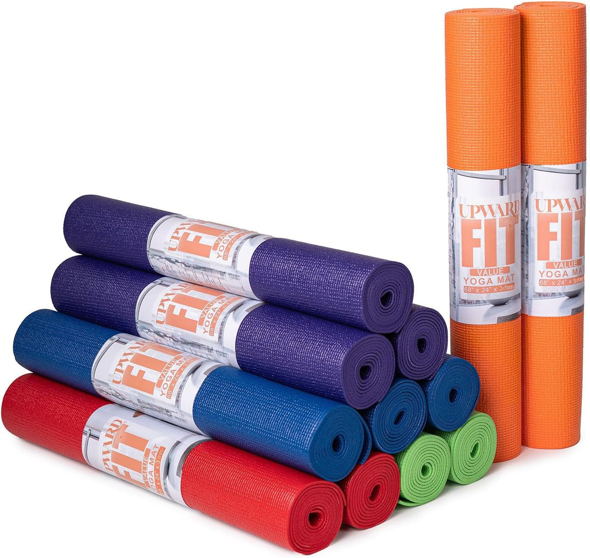 Value 3mm Bulk Yoga Mats, 12 or 16 Pack, 68x24in