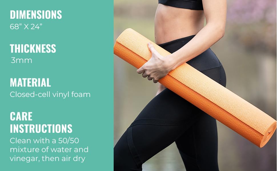 Value 3mm Bulk Yoga Mats, 12 or 16 Pack, 68x24in