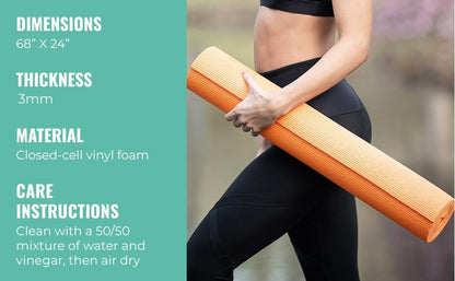 Value 3mm Bulk Yoga Mats, 12 or 16 Pack, 68x24in