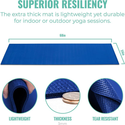 Value 3mm Bulk Yoga Mats, 12 or 16 Pack, 68x24in