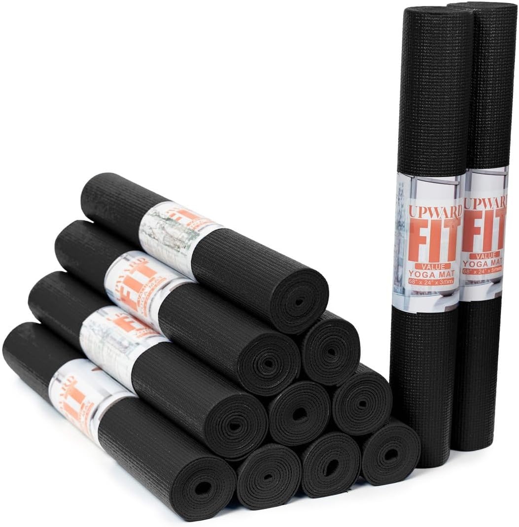 Value 3mm Bulk Yoga Mats, 12 or 16 Pack, 68x24in