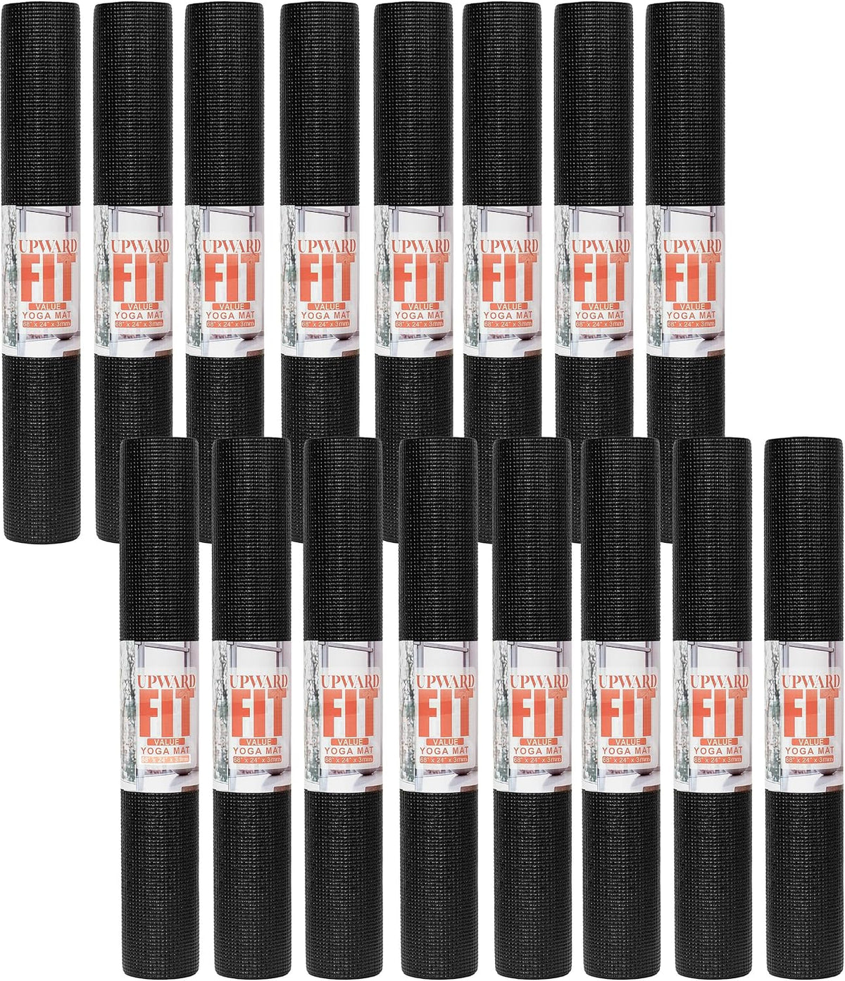 Value 3mm Bulk Yoga Mats, 12 or 16 Pack, 68x24in