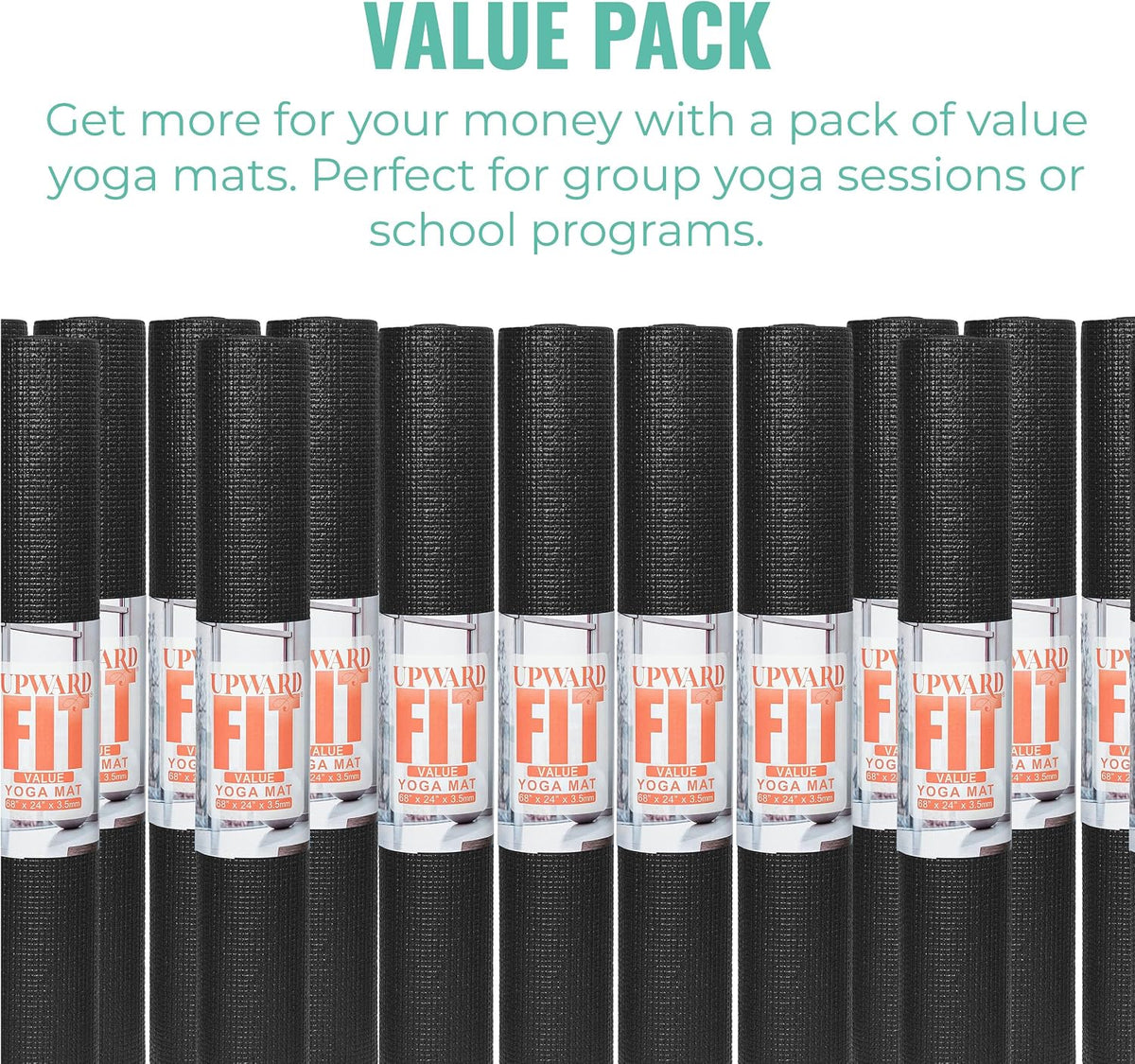 Value 3mm Bulk Yoga Mats, 12 or 16 Pack, 68x24in