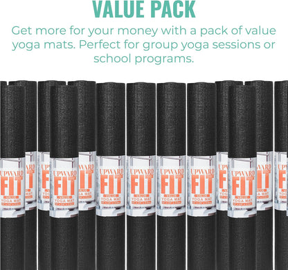 Value 3mm Bulk Yoga Mats, 12 or 16 Pack, 68x24in