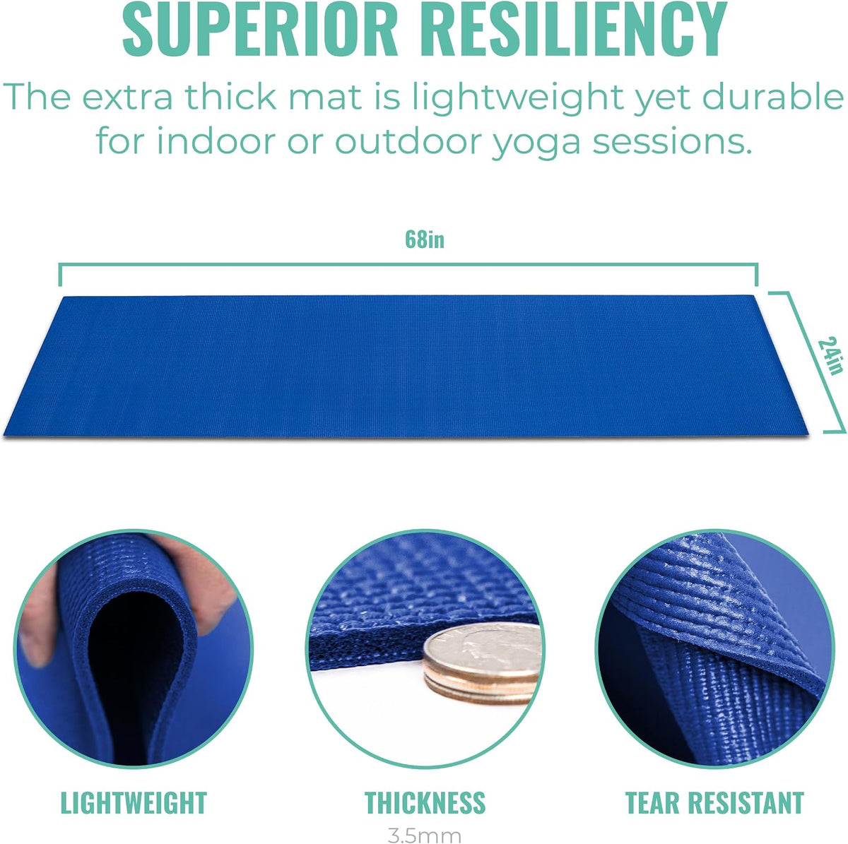 Value 3mm Bulk Yoga Mats, 12 or 16 Pack, 68x24in