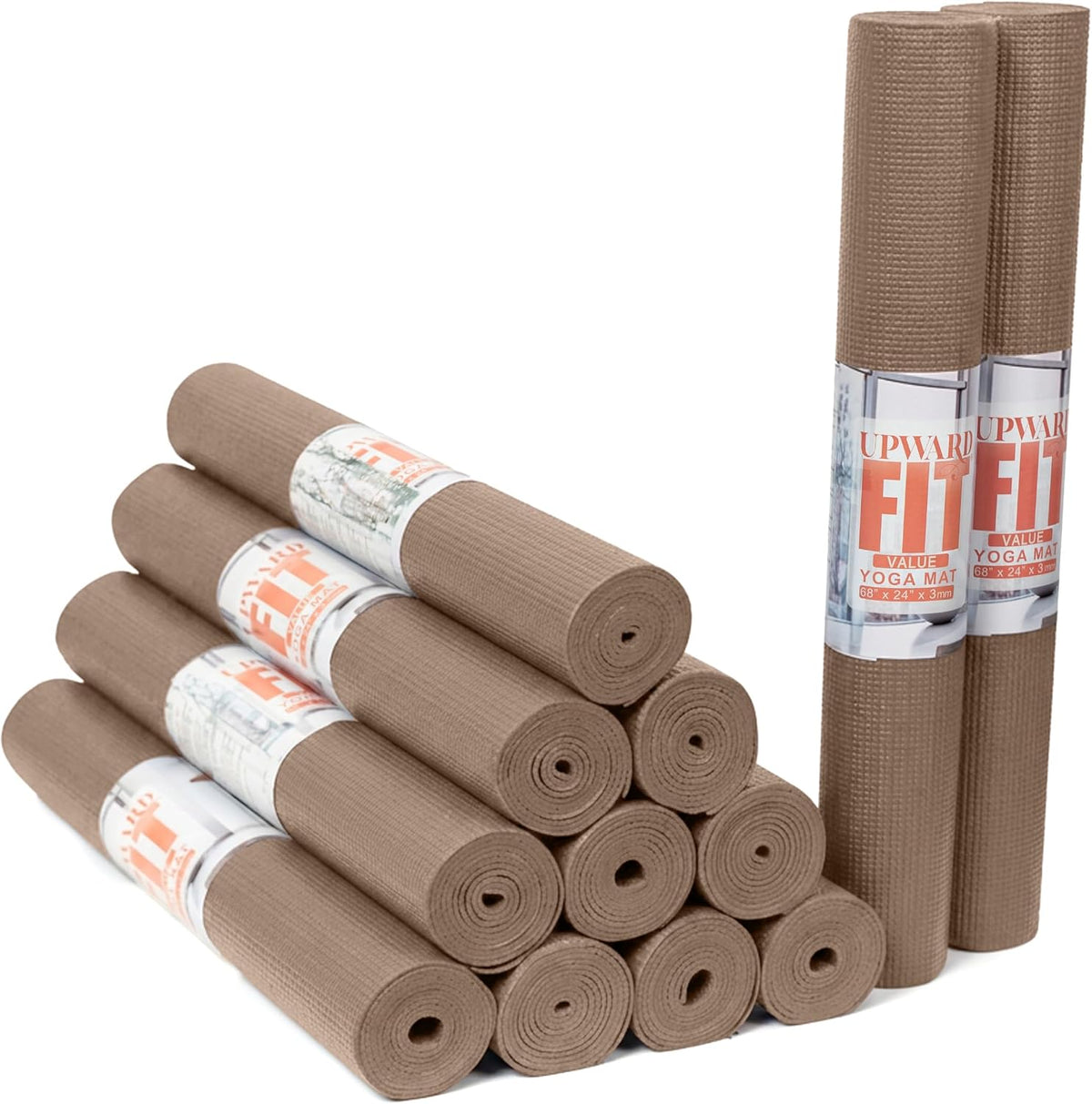 Value 3mm Bulk Yoga Mats, 12 or 16 Pack, 68x24in