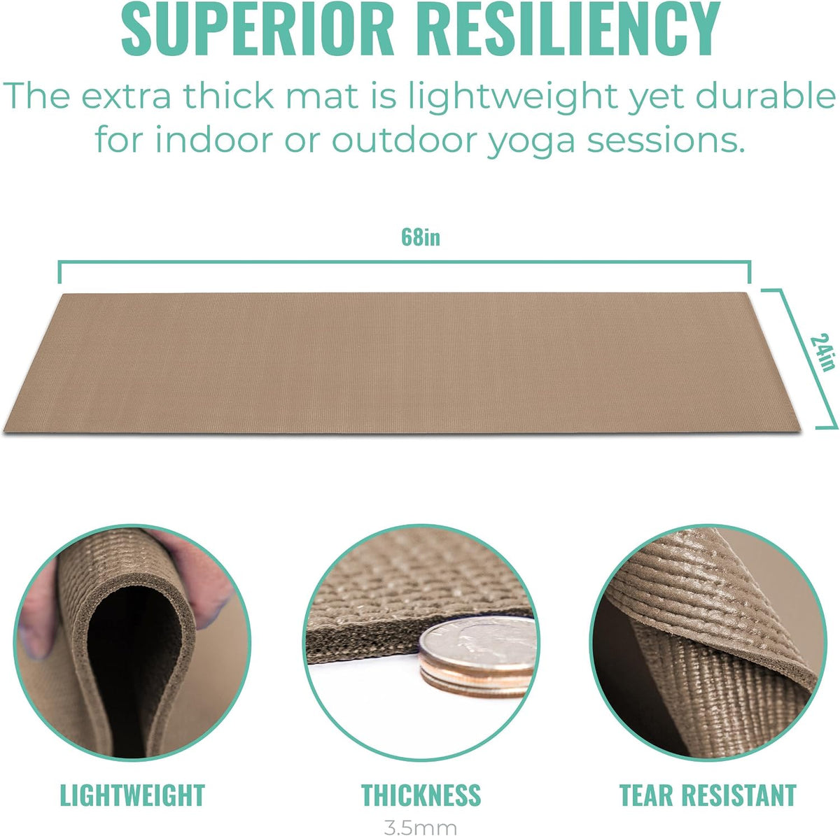 Value 3mm Bulk Yoga Mats, 12 or 16 Pack, 68x24in