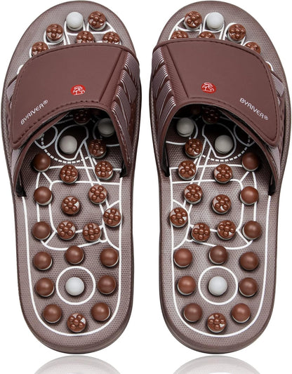 Acupressure Foot Massage Mat, Reflexology Tools, Spiky Ball Roller Therapy Sandals Shoes Slippers, Relief Muscle Fatigue, Sciatica, Heel, Lower Back Pain (03L)