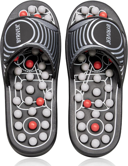 Acupressure Foot Massage Mat, Reflexology Tools, Spiky Ball Roller Therapy Sandals Shoes Slippers, Relief Muscle Fatigue, Sciatica, Heel, Lower Back Pain (03L)