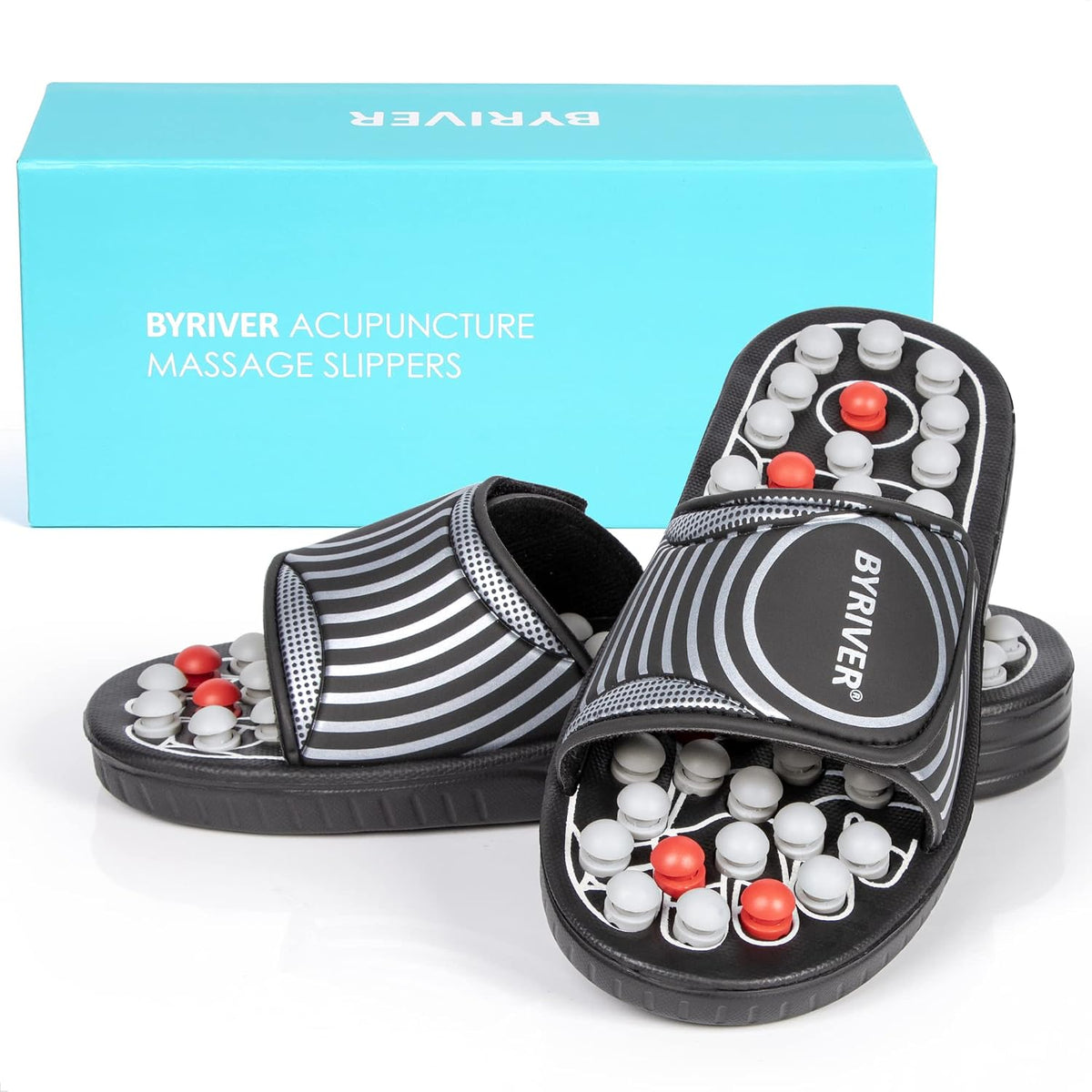Acupressure Foot Massage Mat, Reflexology Tools, Spiky Ball Roller Therapy Sandals Shoes Slippers, Relief Muscle Fatigue, Sciatica, Heel, Lower Back Pain (03L)