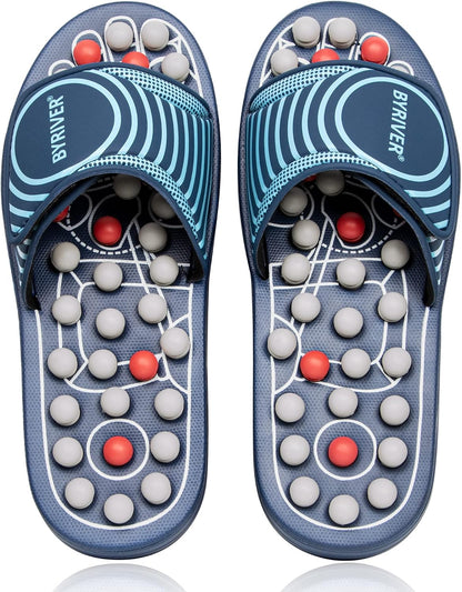 Acupressure Foot Massage Mat, Reflexology Tools, Spiky Ball Roller Therapy Sandals Shoes Slippers, Relief Muscle Fatigue, Sciatica, Heel, Lower Back Pain (03L)