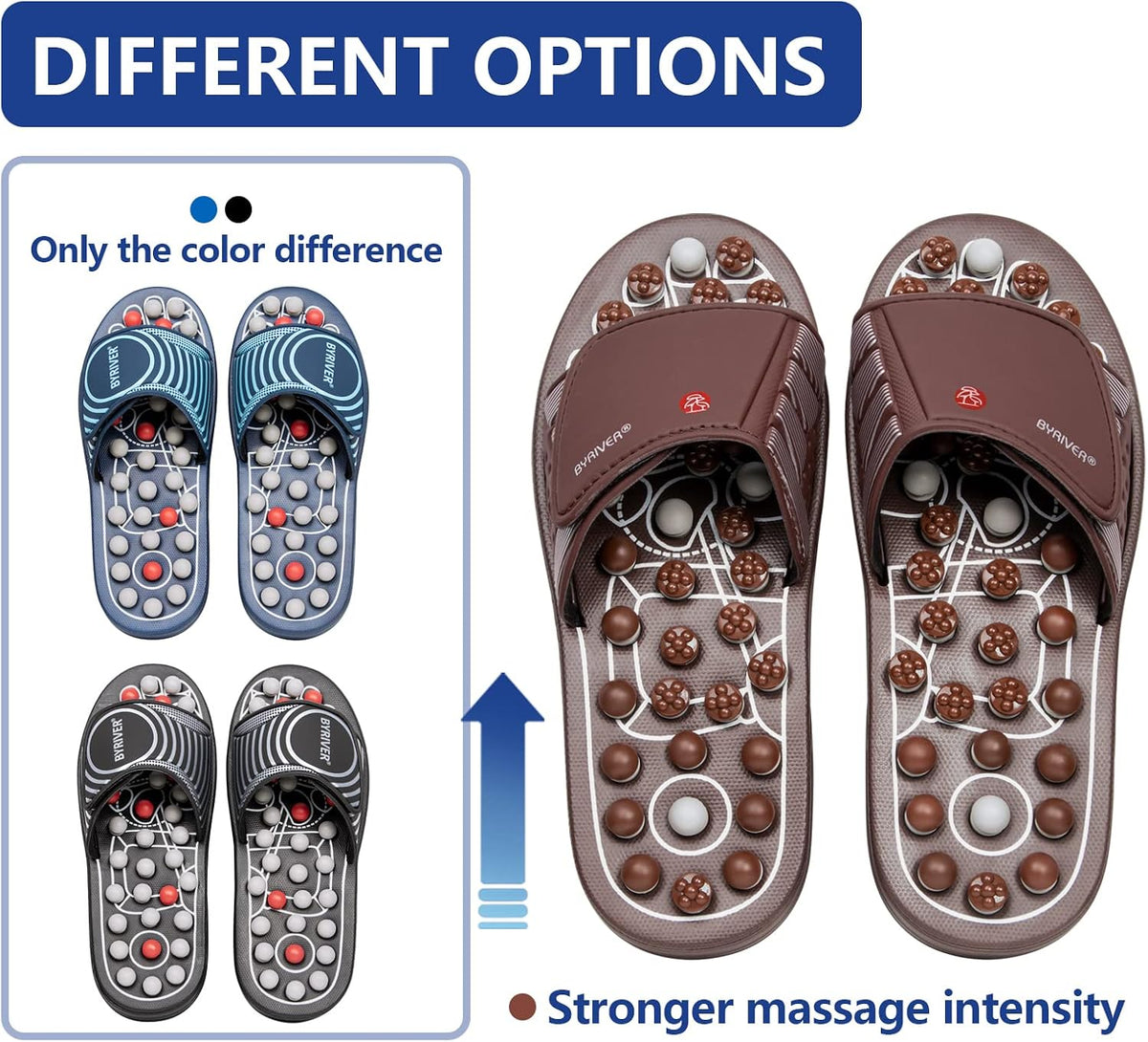 Acupressure Foot Massage Mat, Reflexology Tools, Spiky Ball Roller Therapy Sandals Shoes Slippers, Relief Muscle Fatigue, Sciatica, Heel, Lower Back Pain (03L)