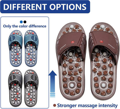 Acupressure Foot Massage Mat, Reflexology Tools, Spiky Ball Roller Therapy Sandals Shoes Slippers, Relief Muscle Fatigue, Sciatica, Heel, Lower Back Pain (03L)