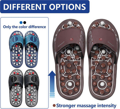 Acupressure Foot Massage Mat, Reflexology Tools, Spiky Ball Roller Therapy Sandals Shoes Slippers, Relief Muscle Fatigue, Sciatica, Heel, Lower Back Pain (03L)