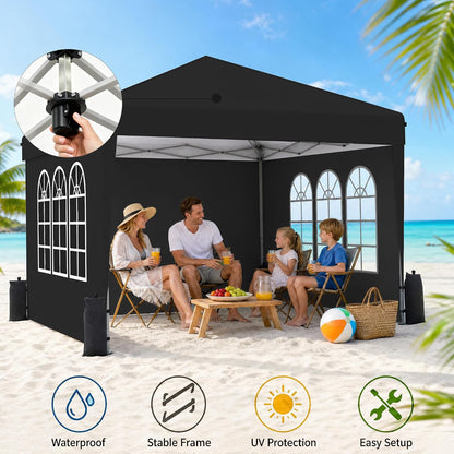 10x10 Pop Up Canopy Tent with Sidewall, Commercial, Grey