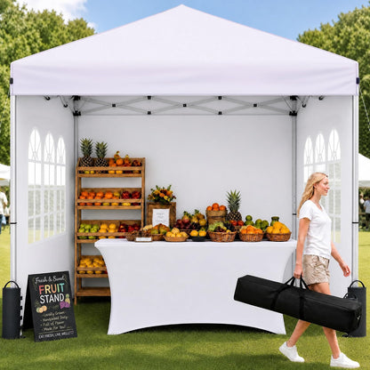 10x10 Pop Up Canopy Tent with Sidewall, Commercial, Grey