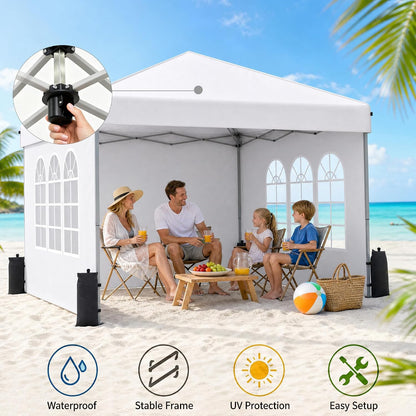10x10 Pop Up Canopy Tent with Sidewall, Commercial, Grey