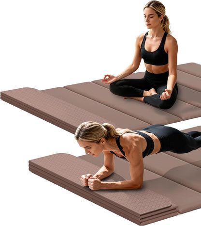 Foldable Yoga Mat Thick, 76"x26"x0.4" Extra Long, 10mm Exercise Mat
