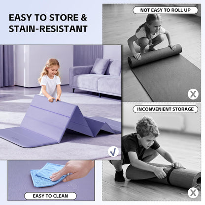 Foldable Yoga Mat Thick, 76"x26"x0.4" Extra Long, 10mm Exercise Mat