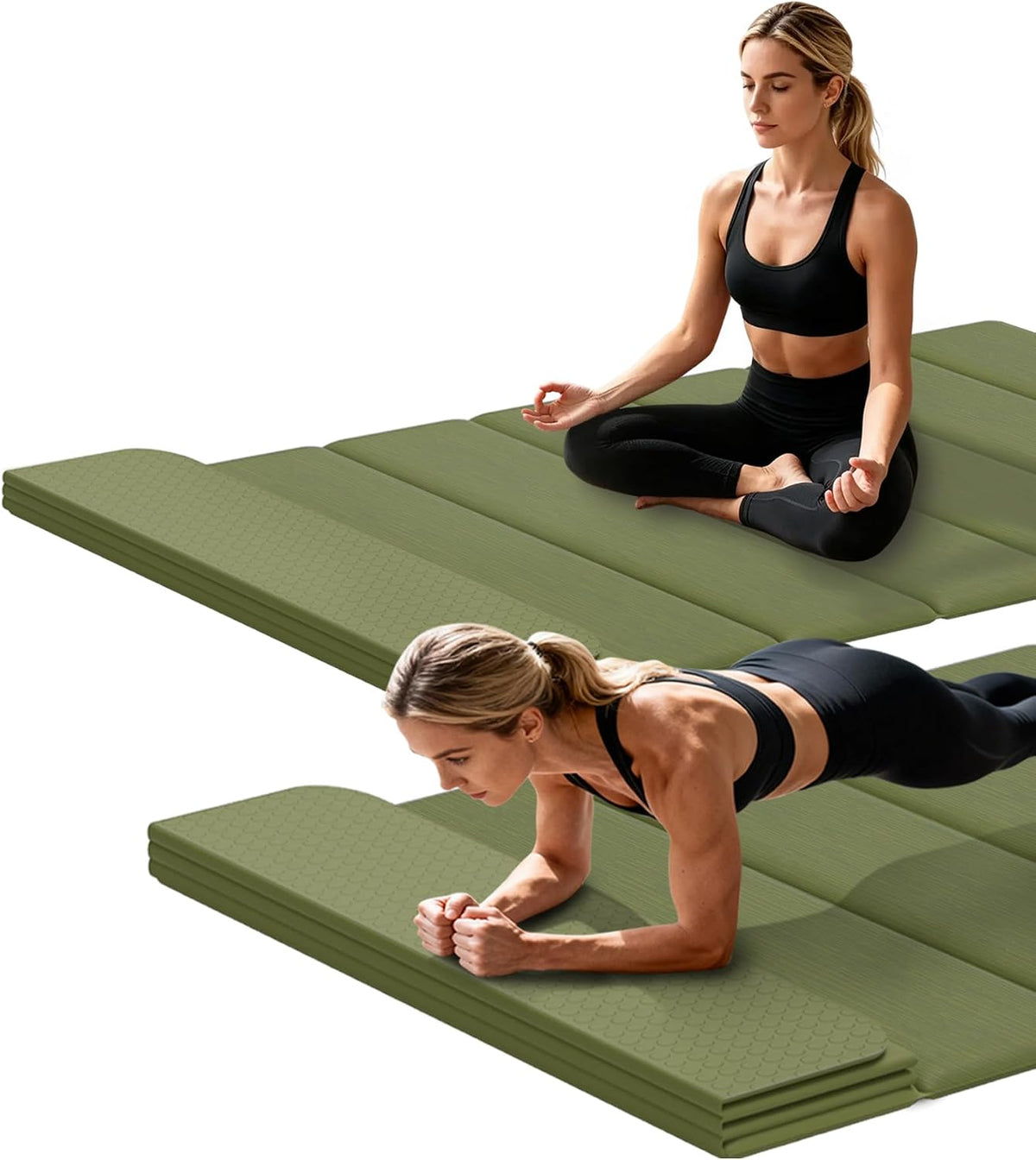 Foldable Yoga Mat Thick, 76"x26"x0.4" Extra Long, 10mm Exercise Mat