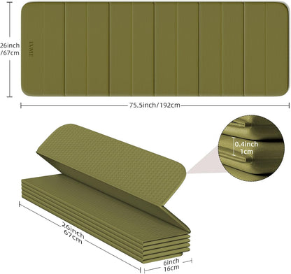 Foldable Yoga Mat Thick, 76"x26"x0.4" Extra Long, 10mm Exercise Mat