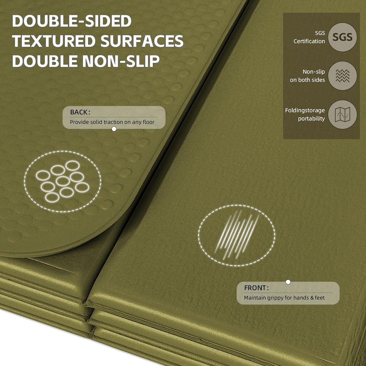 Foldable Yoga Mat Thick, 76"x26"x0.4" Extra Long, 10mm Exercise Mat