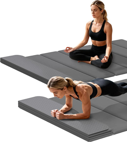 Foldable Yoga Mat Thick, 76"x26"x0.4" Extra Long, 10mm Exercise Mat