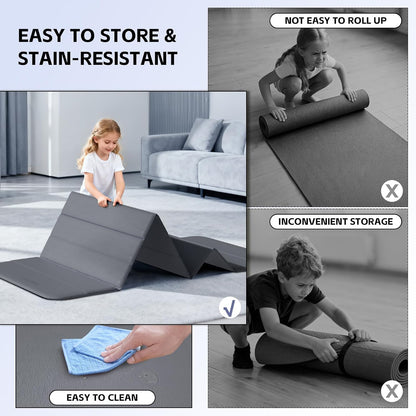 Foldable Yoga Mat Thick, 76"x26"x0.4" Extra Long, 10mm Exercise Mat