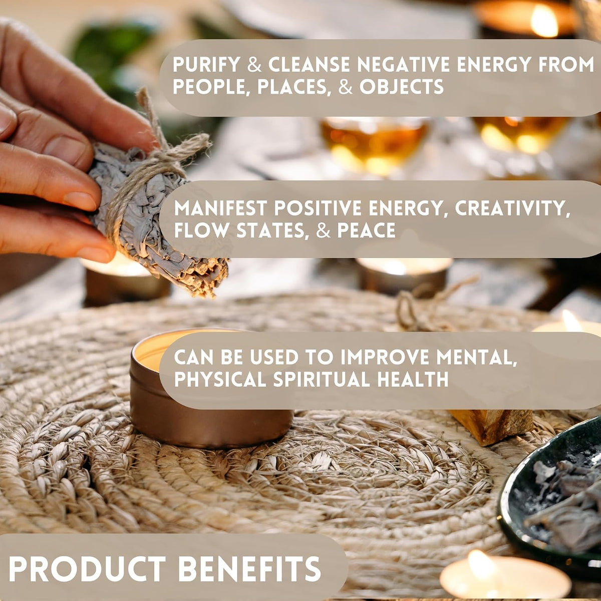 Organic Smudge Kit – Yerba Santa, Palo Santo, Sweetgrass Braid, Feather & Smudge Guide | Home Cleansing Kit for Meditation, Yoga, Energy Healing & Gift (Starter Kit, Yerba Santa Sage)