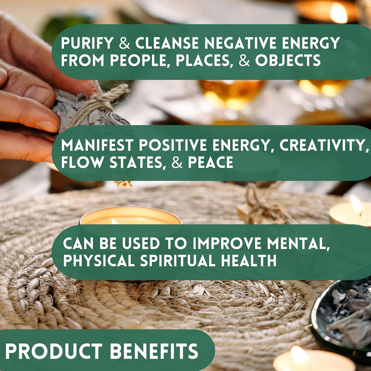 Organic Smudge Kit – Yerba Santa, Palo Santo, Sweetgrass Braid, Feather & Smudge Guide | Home Cleansing Kit for Meditation, Yoga, Energy Healing & Gift (Starter Kit, Yerba Santa Sage)