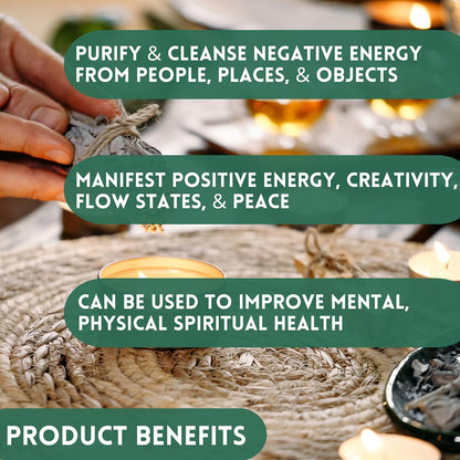 Organic Smudge Kit – Yerba Santa, Palo Santo, Sweetgrass Braid, Feather & Smudge Guide | Home Cleansing Kit for Meditation, Yoga, Energy Healing & Gift (Starter Kit, Yerba Santa Sage)