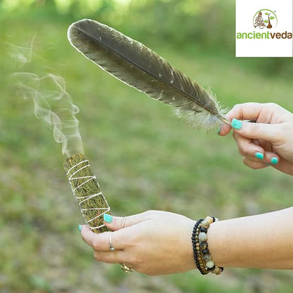 Organic Smudge Kit – Yerba Santa, Palo Santo, Sweetgrass Braid, Feather & Smudge Guide | Home Cleansing Kit for Meditation, Yoga, Energy Healing & Gift (Starter Kit, Yerba Santa Sage)