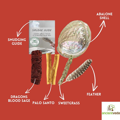 Organic Smudge Kit – Yerba Santa, Palo Santo, Sweetgrass Braid, Feather & Smudge Guide | Home Cleansing Kit for Meditation, Yoga, Energy Healing & Gift (Starter Kit, Yerba Santa Sage)