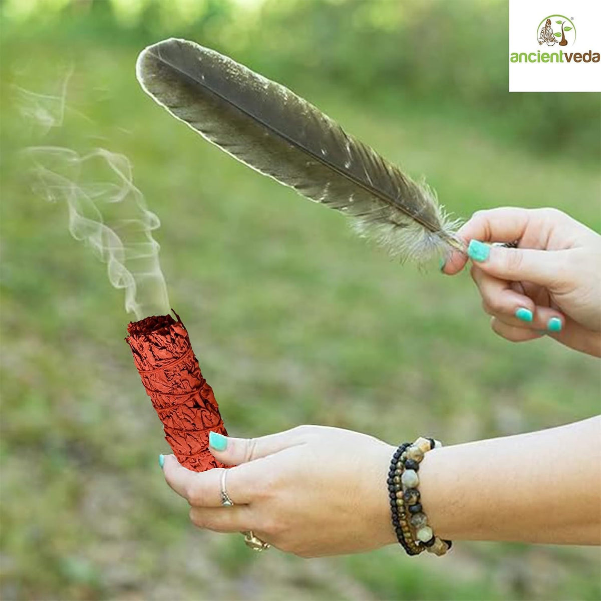 Organic Smudge Kit – Yerba Santa, Palo Santo, Sweetgrass Braid, Feather & Smudge Guide | Home Cleansing Kit for Meditation, Yoga, Energy Healing & Gift (Starter Kit, Yerba Santa Sage)