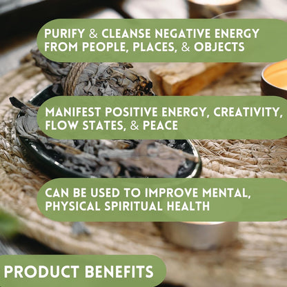 Organic Smudge Kit – Yerba Santa, Palo Santo, Sweetgrass Braid, Feather & Smudge Guide | Home Cleansing Kit for Meditation, Yoga, Energy Healing & Gift (Starter Kit, Yerba Santa Sage)