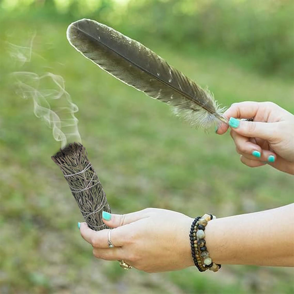 Organic Smudge Kit – Yerba Santa, Palo Santo, Sweetgrass Braid, Feather & Smudge Guide | Home Cleansing Kit for Meditation, Yoga, Energy Healing & Gift (Starter Kit, Yerba Santa Sage)