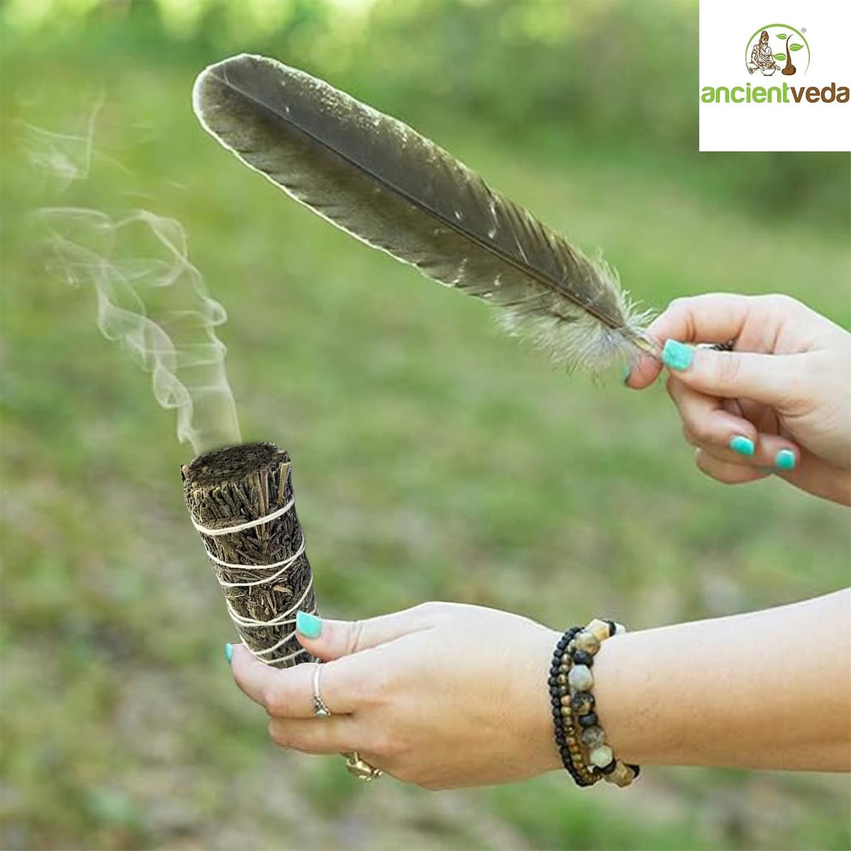 Organic Smudge Kit – Yerba Santa, Palo Santo, Sweetgrass Braid, Feather & Smudge Guide | Home Cleansing Kit for Meditation, Yoga, Energy Healing & Gift (Starter Kit, Yerba Santa Sage)