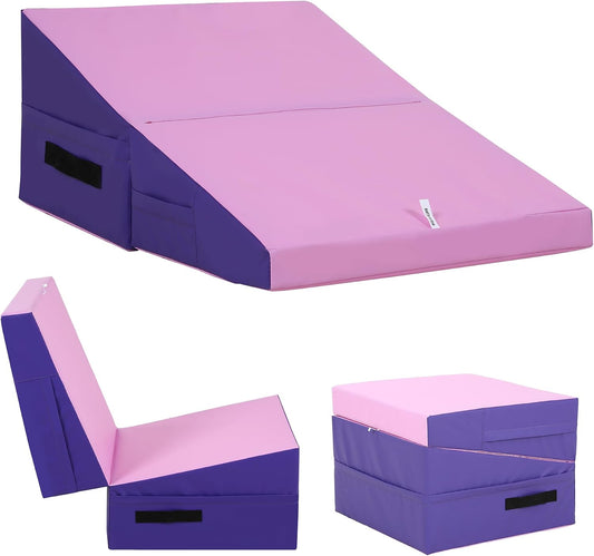 Gymnastics Tumbling Mats Incline Tumbling Mat Folding Gymnastic Tumbling Mat 48"x24"/34"x24" lnch Indoor/Outdoor Exercise Mat Home Gym Yoga Mat with Handle