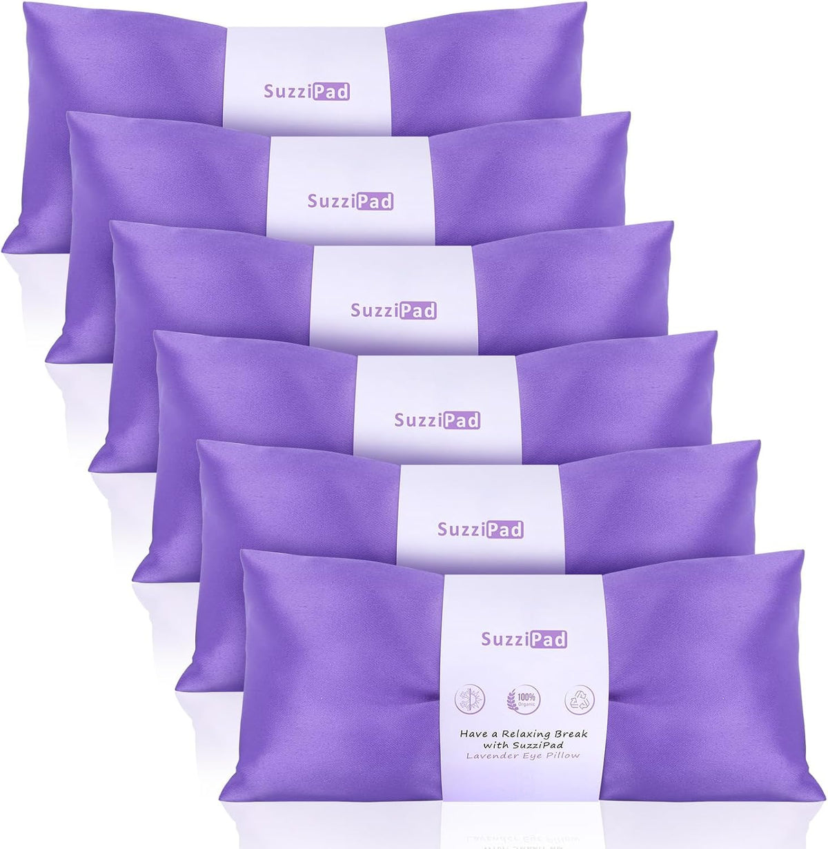 Hot & Cold Lavender Eye Pillows for Relaxing, Purple, 6 Packs