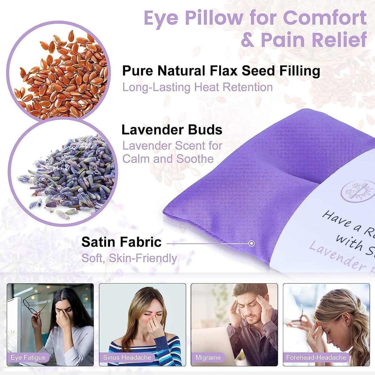 Hot & Cold Lavender Eye Pillows for Relaxing, Purple, 6 Packs