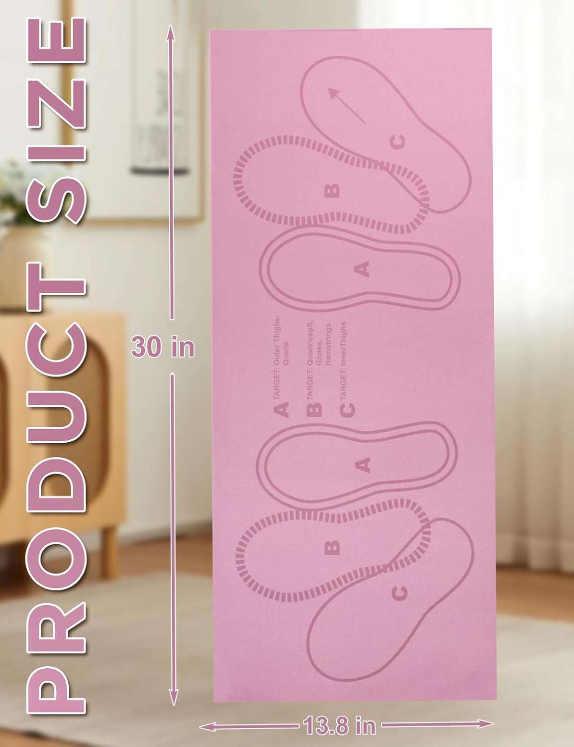 Squat Mat with Foot Position,Large Squat Target Pad 30'' X 13.8'',4mm Thickness Squat Mat Foot Positioning, Exercise Mat for Squats, Leg and Abdominal Workouts