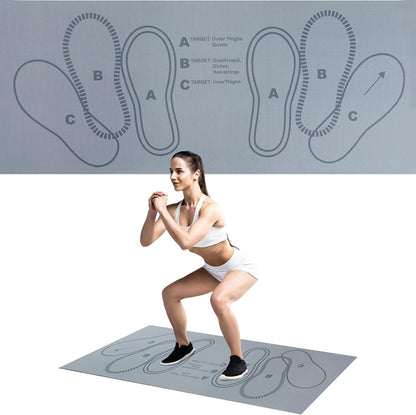 Squat Mat with Foot Position,Large Squat Target Pad 30'' X 13.8'',4mm Thickness Squat Mat Foot Positioning, Exercise Mat for Squats, Leg and Abdominal Workouts