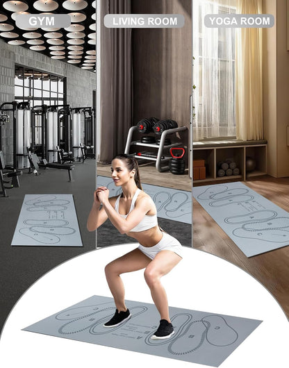 Squat Mat with Foot Position,Large Squat Target Pad 30'' X 13.8'',4mm Thickness Squat Mat Foot Positioning, Exercise Mat for Squats, Leg and Abdominal Workouts