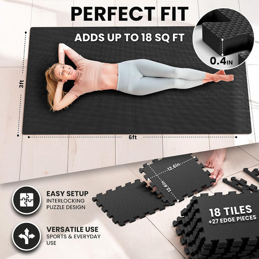 Gym Mats Set - EVA Interlocking Foam Floor Tiles Workout Mat Puzzle