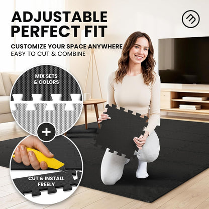 Gym Mats Set - EVA Interlocking Foam Floor Tiles Workout Mat Puzzle
