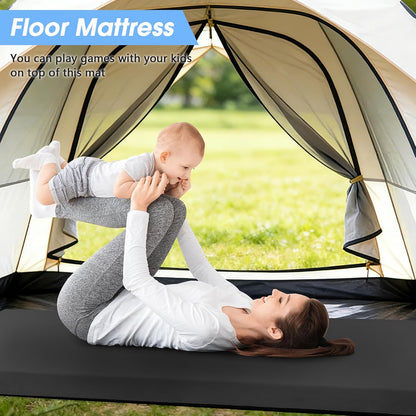 3 Inch Memory Foam Camping Pad, Camping Essentials Roll Up Floor Mat for Car Camping, Cot, Tent, Truck, Travel and Guest Use, Non-Slip Waterproof Bottom, Removable Cover