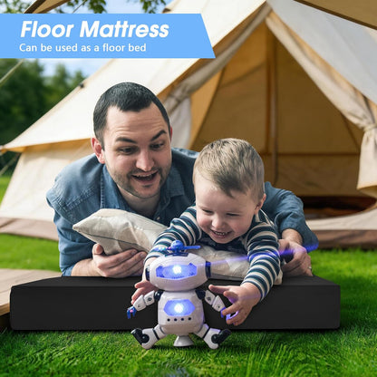3 Inch Memory Foam Camping Pad, Camping Essentials Roll Up Floor Mat for Car Camping, Cot, Tent, Truck, Travel and Guest Use, Non-Slip Waterproof Bottom, Removable Cover