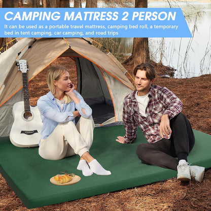 3 Inch Memory Foam Camping Pad, Camping Essentials Roll Up Floor Mat for Car Camping, Cot, Tent, Truck, Travel and Guest Use, Non-Slip Waterproof Bottom, Removable Cover