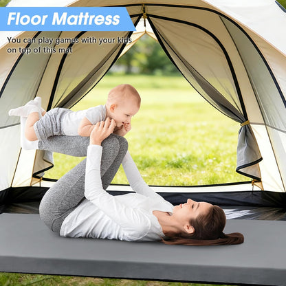 3 Inch Memory Foam Camping Pad, Camping Essentials Roll Up Floor Mat for Car Camping, Cot, Tent, Truck, Travel and Guest Use, Non-Slip Waterproof Bottom, Removable Cover
