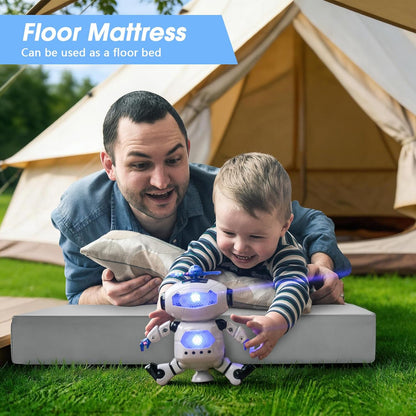 3 Inch Memory Foam Camping Pad, Camping Essentials Roll Up Floor Mat for Car Camping, Cot, Tent, Truck, Travel and Guest Use, Non-Slip Waterproof Bottom, Removable Cover